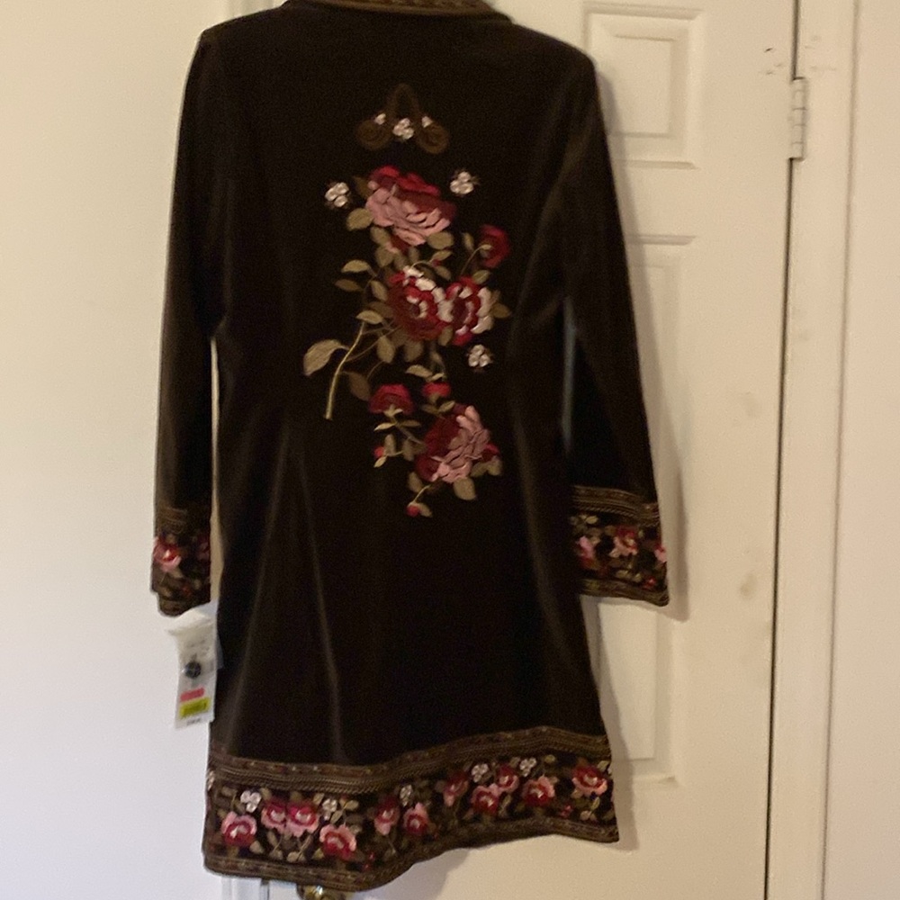 Nygard Medium Length Brown Embroidered Coat/Jacket Size 8 - Picture 4 of 9